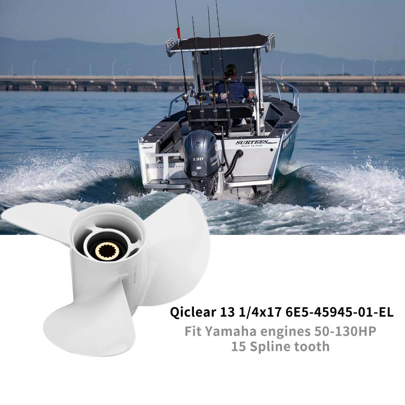 Qiclear 13 1/4 x 17-K | 6E5-45945-01-EL OEM Upgrade Aluminum Outboard Moto Boat Propeller fit Yamaha Engines 60-115 HP, 15 Spline Tooth - Image 3